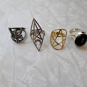 LOT of 4 Gothic Rings Size 6 Killstar and onyx